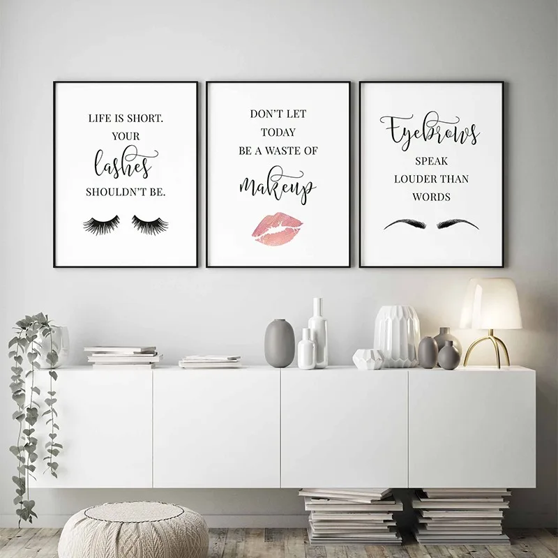 Makeup Is Beauty Quotes - ماكياج يقتبس ملصق رمش الحواجب أحمر