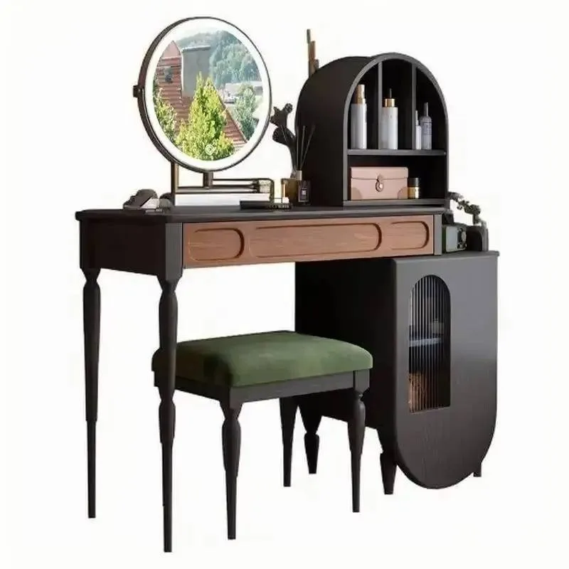 Beauty Makeup Vanity Set - + منظم طاولة الغرور السوداء درج