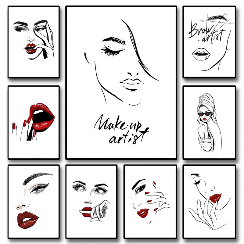 Makeup Is Beauty Quotes - لوحة فنية جدارية عصرية للمكياج بتصميم