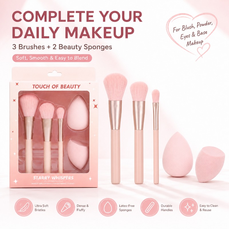 Huda Beauty Makeup Brush Set - مجموعة أدوات مكياج من 5 قطع