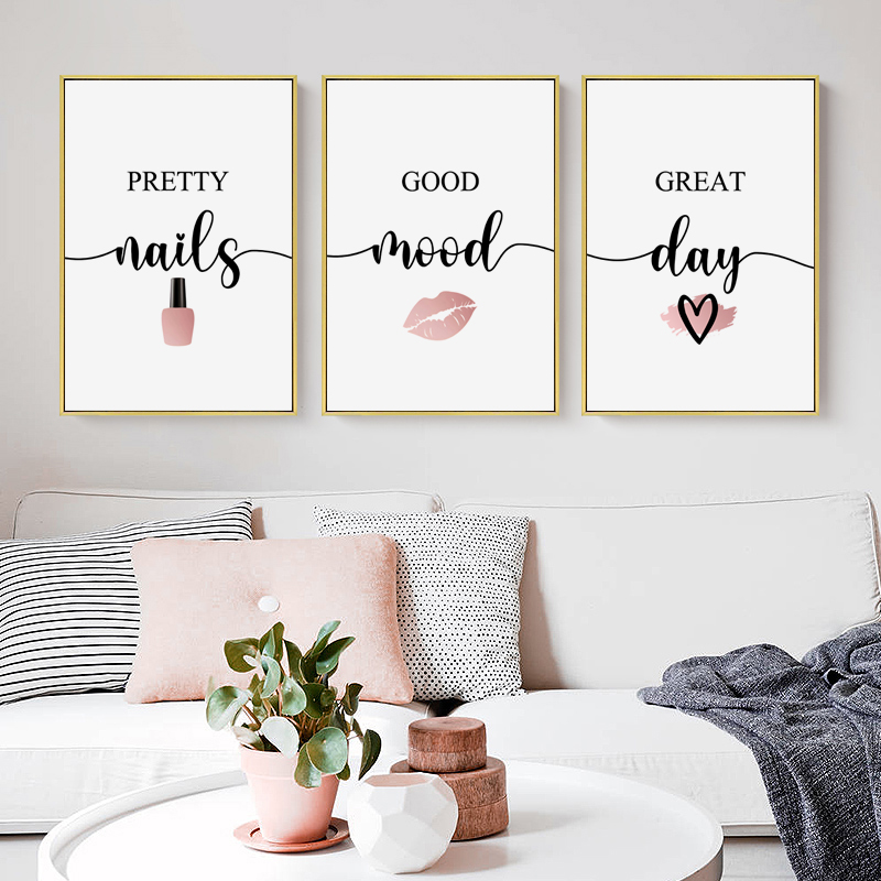 Makeup Is Beauty Quotes - لوحات فنية جدارية قماشية بتصميم نورديك