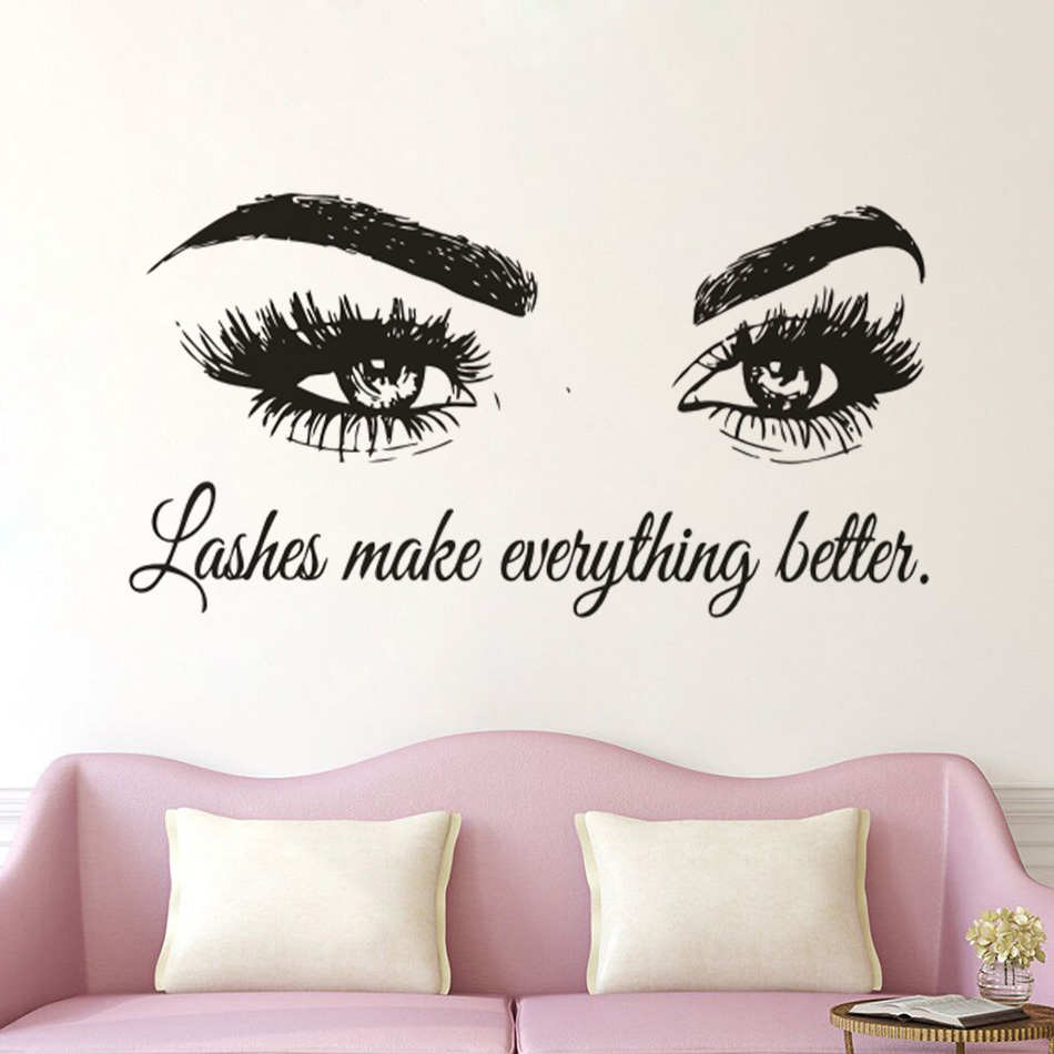 Makeup Is Beauty Quotes - ملصق حائط من الفينيل مع رموش