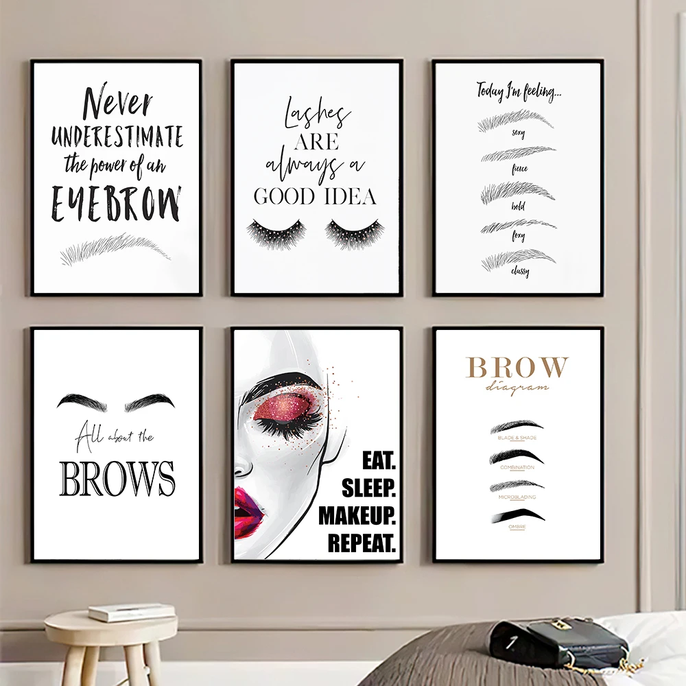 Makeup Is Beauty Quotes - موضة ماكياج قماش اللوحة ، الحاجب