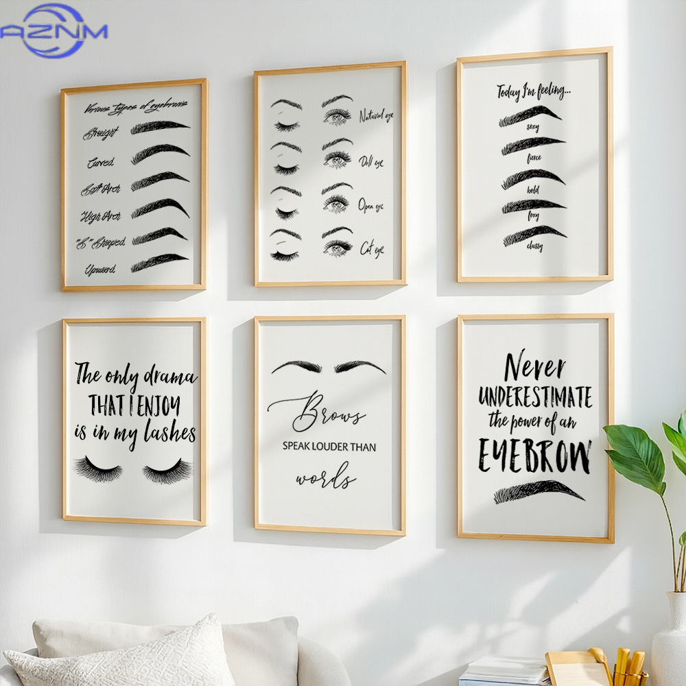 مجموعة من 6 لوحات فنية جدارية  - مراجعة Makeup Is Beauty Quotes وسعره