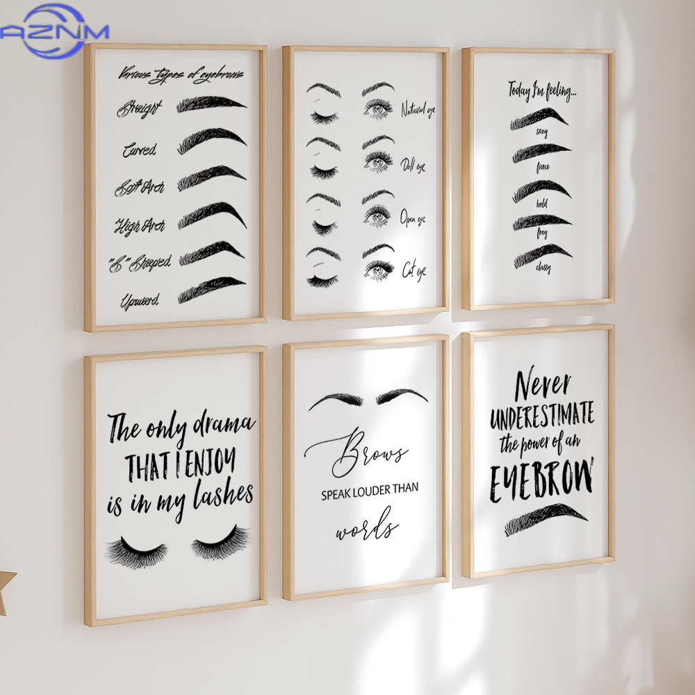 مجموعة من 6 لوحات فنية جدارية  - مراجعة Makeup Is Beauty Quotes وسعره