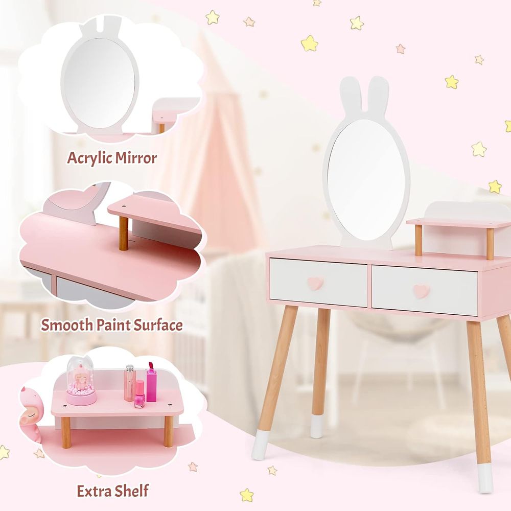 طاولة مكياج خشبية للأميرات الص - مراجعة Beauty Makeup Chair وسعره