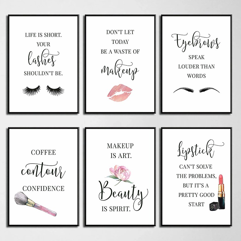 ملصق فني بتصميمات مكياج: رموش، - مراجعة Makeup Is Beauty Quotes وسعره